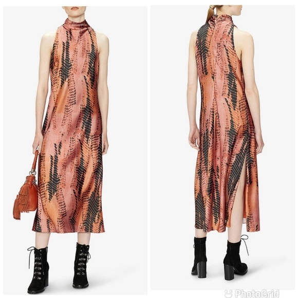 Ted Baker Miraeya snakeskin-print high-neck woven midi dress New with Tags! - Picture 1 of 8